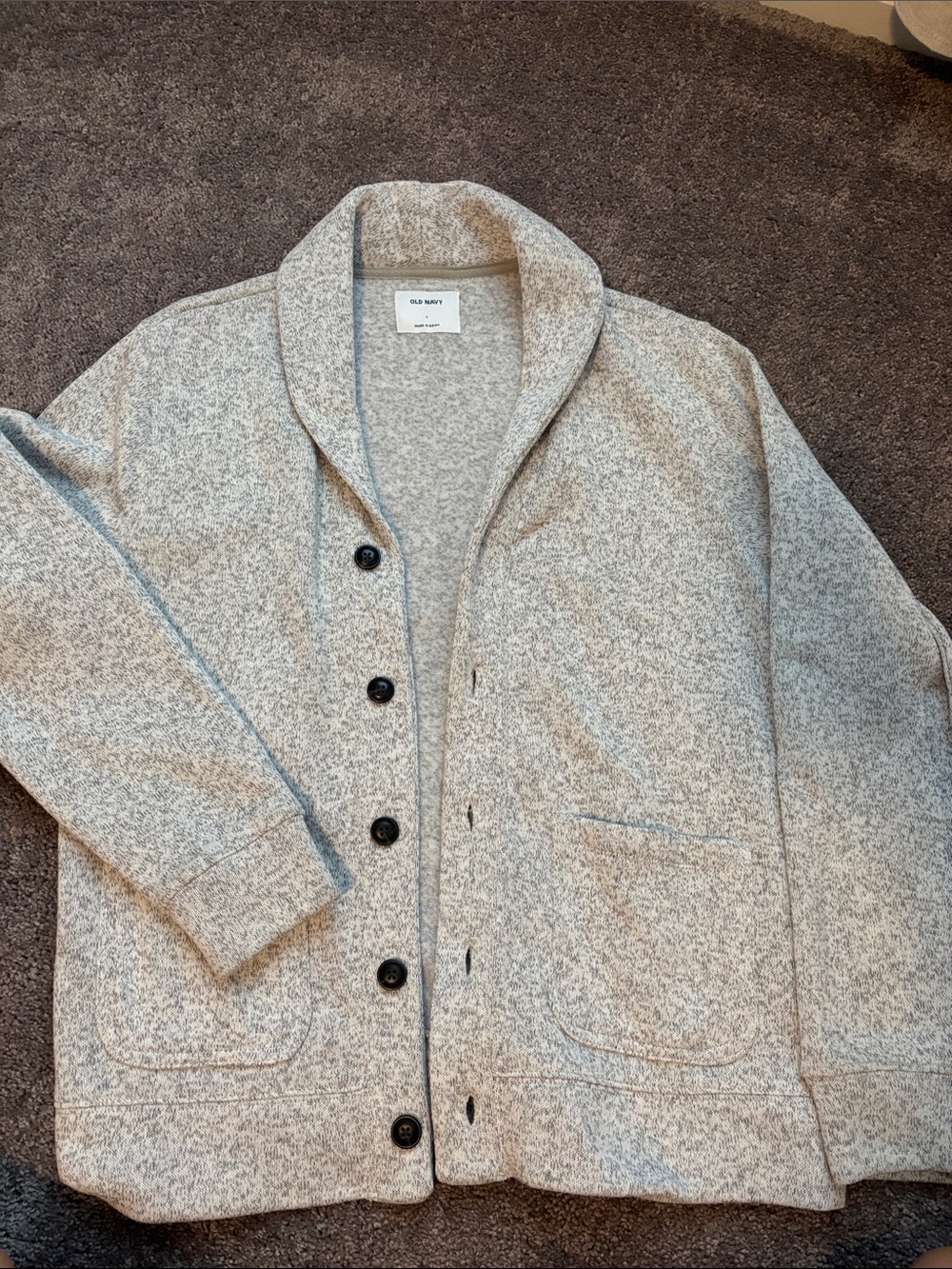 Old Navy Light Gray Shawl Collar Button Cardigan